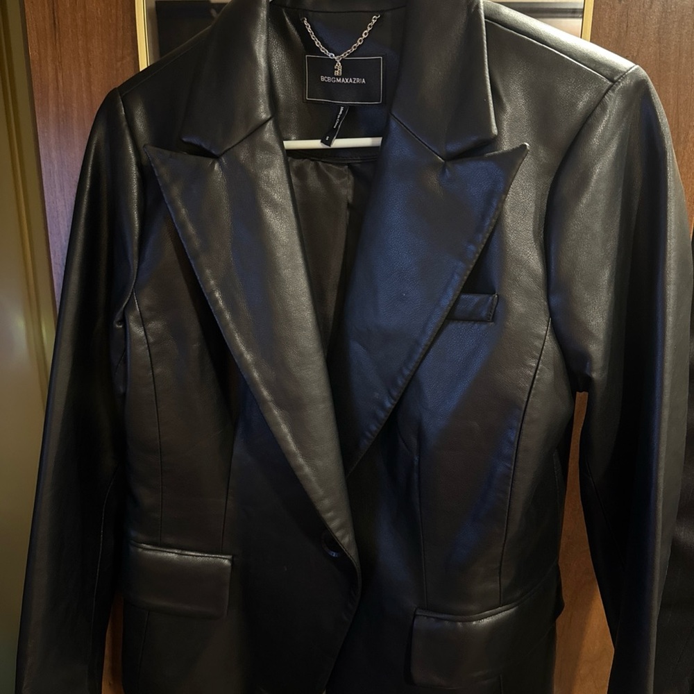 BCBG Black vegan  Leather Blazer so cute!!